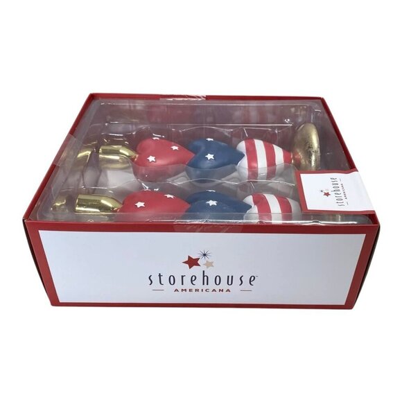 Storehouse Americana Patriotic Hearts Candleholders Candlesticks Set 4th of July - Picture 4 of 4